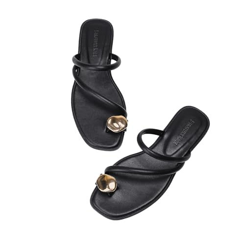 Women's Toe Ring Thong Sandals Open Toe Slide Flat Sandals Casual Summer Flip Flop Flat Sandals
