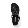 Women's Comfortable Dressy Flat Sandals Rhinestone Elastic T-Strap Thong Sandals for Summer Beach