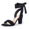 Womens Strappy High Heels Chunky Heeled Sandals Bow Tie Lace Up Open Toe Pumps Dress Wedding Comfortable Shoes
