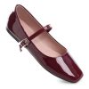 Leather Flats for Women Comfortable Square Toe Slip On Flats Soft Work Flats Retro Mary Jane Flats
