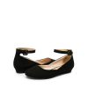 Women's Dress Flats Ballet Low Wedge Round Toe Ankle Strap Comfortable Casual Flats Shoes
