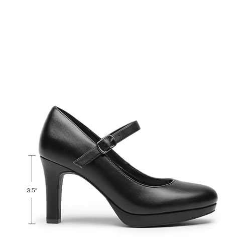 Women's Pumps Close Toe Classic High Heels Round Toe Comfortable Low Platform Mary Jane Dress Shoes
