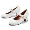 Unisex Men's Women's Mary Jane Shoes Block Heel Round Toe Buckle Mid High Dress Pumps