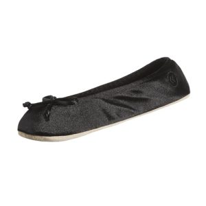 Women's Satin Ballerina Slippers with Soft Tie Bow and Suede Sole