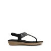 Women's Comfortable Dressy Flat Sandals Rhinestone Elastic T-Strap Thong Sandals for Summer Beach
