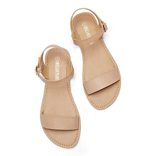 Women's Ankle Strap Flat Sandals Open Toes One Band Buckle Summer Dressy Sandals