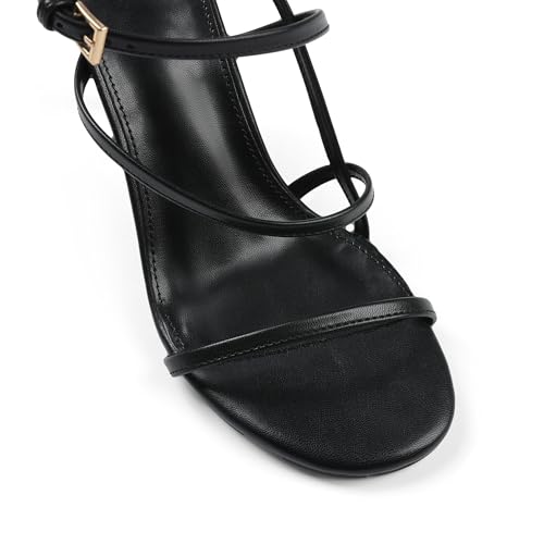 Strappy Heels for Womens Heeled Sandals Round Open Toe Slingback Stiletto Ankle Strap High Heels Dressy Comfortable Formal Shoes
