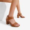 Women's High Chunky Heels Square Toe Block Ankle Strap Dress Comfort Sandals