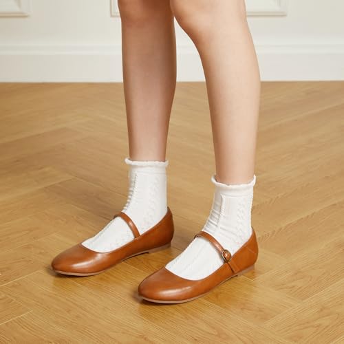 Mary Jane Ballet Flats, Black Flats for Women, Ankle Strap Dressy Comfortable Flats