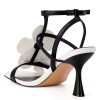 Women's Heel Sandals Flower Ankle Strap Square Open Toe Strappy Orchid Heels Dressy Sexy Wedding Shoes