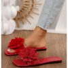 Women's Flower Flat Sandals Floral Slip on Dressy Cute Vacation Slides Sandal 2025