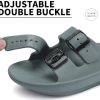 Women and Men Wide Width Recovery Sandals Plantar Fasciitis Arch Support Orthotic Slides Adjustable Double Buckle Thick Sole