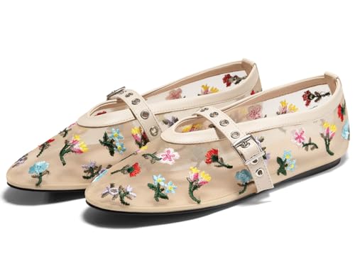 Womens Mesh Ballet Flats Mary Jane Fishnet Ballerina Buckle Strap Comfortable Causal Dress Shoes