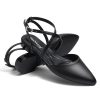 Pointed Closed Toe Slingback Flats for Women Cross Ankle Strap Ballet Shoes Comfortable Dressy Flat Shoes for Business Office