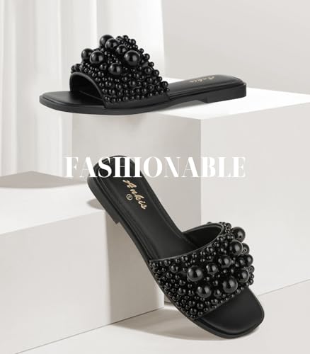 Black White Sandals Women Flat Sandals Comfortable Womens Slide Sandals Fashion Flat Sandals for Women 2025 Summer