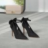 Women's Pointed Toe High Heels Ankle Strap D'Orsay Pumps Shoes Bow Wedding Bowtie Back Dress Sandals