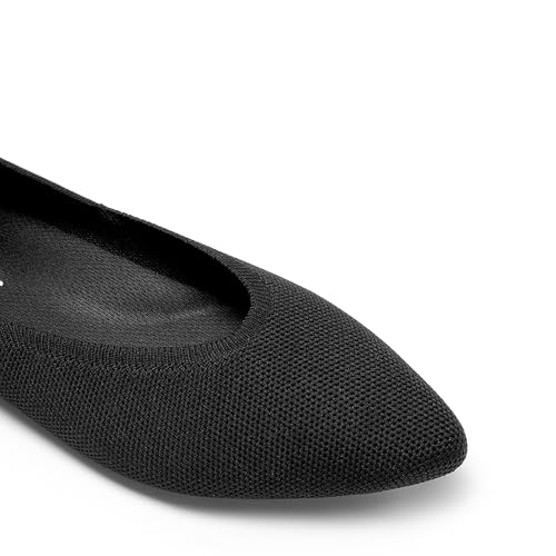 Pointed Toe Flats for Women, Comfortable Dressy Knit Ballet Flats with Arch Support, Women's Dress Shoes for Work Office