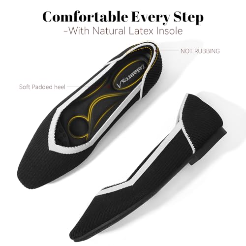 Women's Flats Shoes Comfort Knit Dress Flats Round Toe Ballet Flats with Memory Foam Softable Slip on Casual Work Office Flats