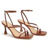 Women's Strappy High Heels Sandals Square Open Toe Ankle Strap Slingback Thong Stilettos Shoes for Wedding
