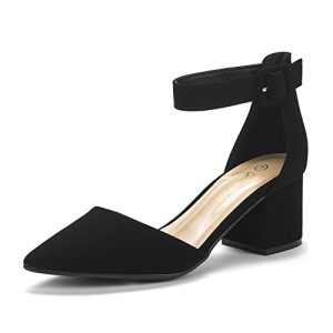 ANNEE Pointed Toe Low Chunky Heels Pump Shoes