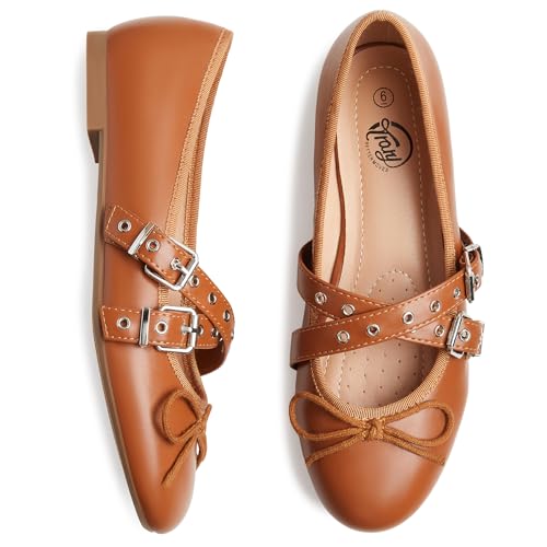 Women's Mary Jane Shoes, Memory Foam Ballet Flats, Black