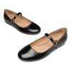 Mary Jane Flats for Women Leather Ballet Flats Shoes Round Toe Comfy Dressy Casual Work Flats with Ankle Strap