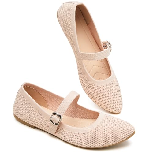 Mesh Ballet Flats for Women,Women's Mary Jane Flats with Buckle Strap,Black Nude Foldable Flats Shoes for Women,Comfortable