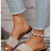 Women's Pearls Slide Sandals Open Toe Slip On Summer Sandals