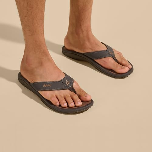 Ohana Men's Beach Sandals, Water Resistant Flip Flops, Arch Support & Comfort Fit, Lightweight & Durable, Enhanced Grip &
