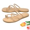 Strappy Sandals for Women Square Open Toe Flip Flops Comfortable Flat Sandals Toe Ring Thong Sandals for women