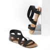 Women's Elastic Ankle Strap Flat Sandals Summer Dressy Shoes Cute Strappy Gladiator Sandals