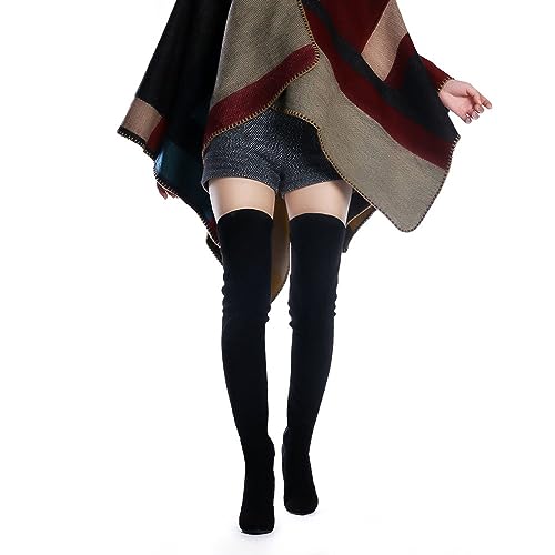 Women Stretch Suede Chunky Heel Over The Knee Boots Thigh High for Women