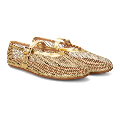Mesh Ballet Flats for Women Buckle Strap Comfy Mary Jane Flats Fishnet Causal Daily Dress Ballerina Flat Shoes