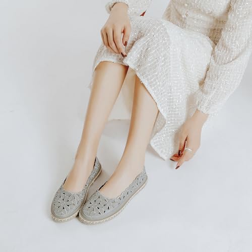 Women’s Ballet Flat Daisy Round Toe Dress Shoes Casual Slip On Rope Loafer