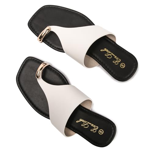 Women's Slide Sandals Ring Toe Flat Sandals Slip On Sandals Open Toe Flip Flop Thong Sandals Casual Summer Beach Sandals