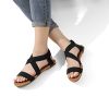 Women's Elastic Ankle Strap Flat Sandals Summer Dressy Shoes Cute Strappy Gladiator Sandals