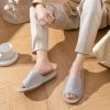 Women Mens Unisex Washable Cotton Open-Toe Home Slippers Indoor Shoes Casual Flax Soft Non-Slip Sole Shoes