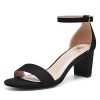 Women Open Toe Low Chunky Short Heels Ankle Strap Block Heel Sandals Party Dress Wedding Pump Shoes