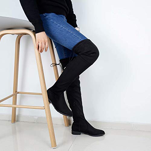 Women's Over Knee High Boots Warm Winter Long Boot with Side Zipper Back Lace Fashion Thigh High Boots