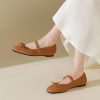 Knit Flats for Women Square Toe Flats Casual Ballet Flats with Ankle Strap,Washable Comfortable Dressy Mary Jane Flat