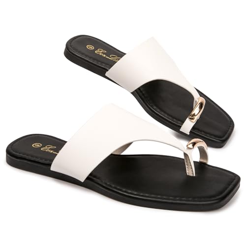 Women's Slide Sandals Ring Toe Flat Sandals Slip On Sandals Open Toe Flip Flop Thong Sandals Casual Summer Beach Sandals