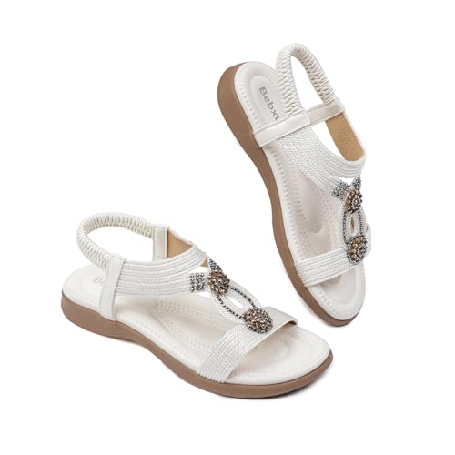 Clearance Women Flat Sandals wide-fit Arch Support Boho Braided Sandals Comfort Walking Beach Ankle Elastic Summer Shoes Black