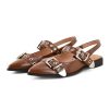 Women's Buckle Ballet Flats Pointed Closed Toe Slingback Shoes with Low Heel Comfortable Dress Flats