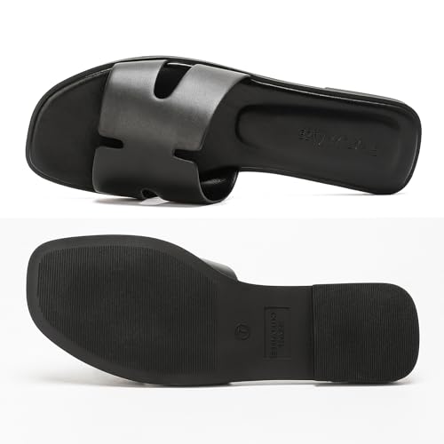 Open Toe Flat Dress Sandals Womens Slide Comfortable Summer Black, White, Tan Sandals for Women