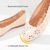 Women's Ballet Flats Black PU Leather Dress Shoes Comfortable Round Toe Slip on Flats with Breathable Eyelets