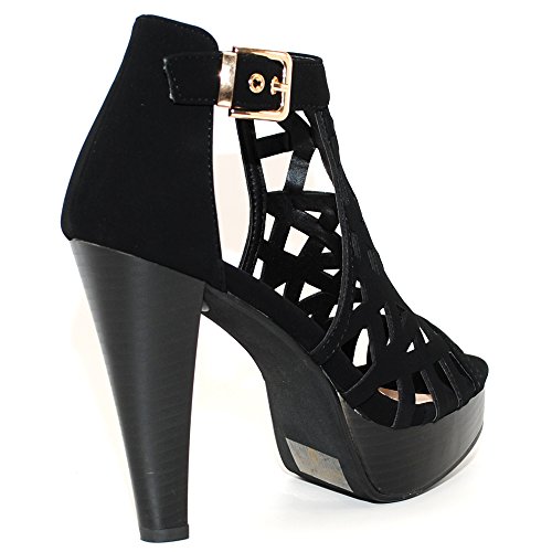 Open Toe Ankle Strap Sandal – Western Bootie Stacked Heel Open Toe Cutout Shoes