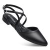 Pointed Closed Toe Slingback Flats for Women Cross Ankle Strap Ballet Shoes Comfortable Dressy Flat Shoes for Business Office