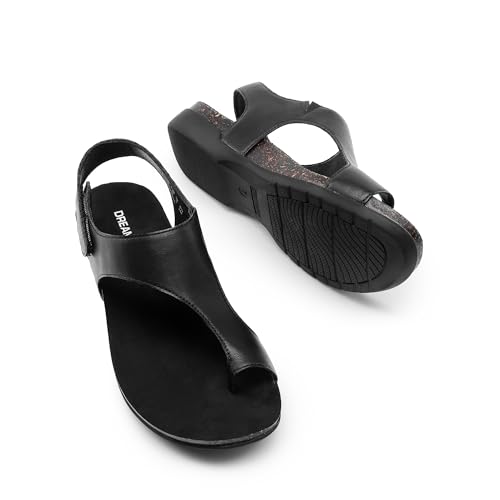 Women's Comfortable Cork Footbed Arch Support Sandals Casual to Dressy Thong Walking Flat Sandals for Summer