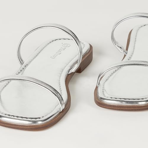 Women's Paris Square Toe Two Strap Flat Sandal