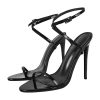 Strappy High Stiletto Heels, Ankle Strap Buckle Heeled Womens Sandals, Sexy Comfort Open Round Toe Heels for Daily Party Dress